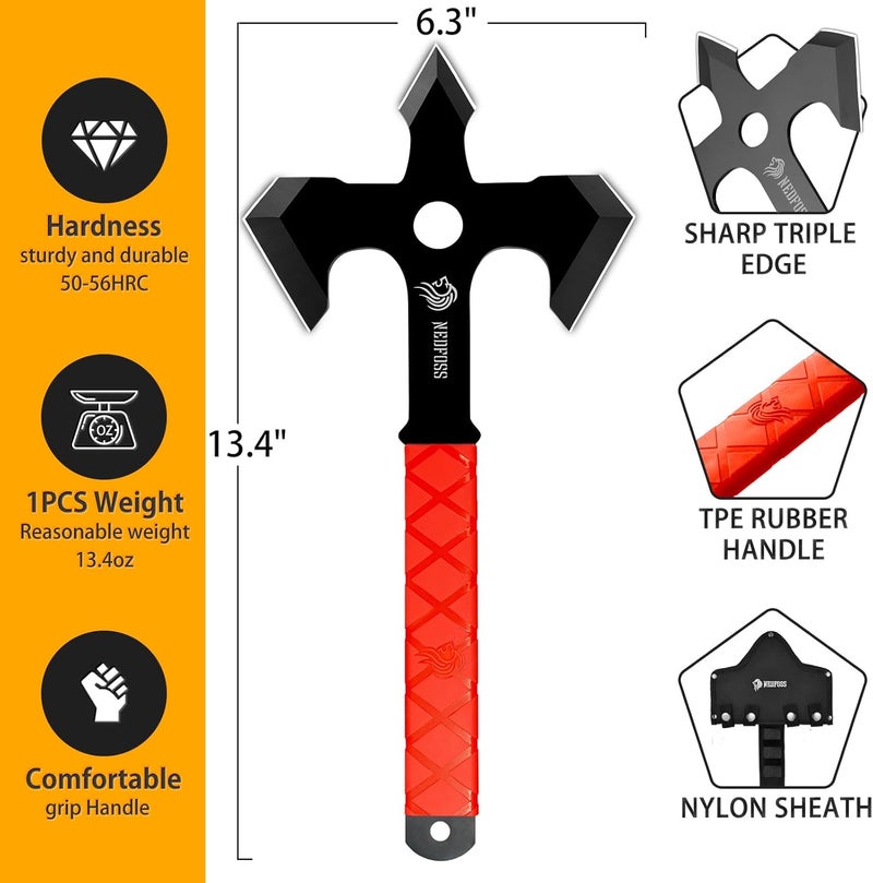 NedFoss Axe Throwing, 11.9" Full Tang Triple Edge Throwing Axe with Sheath TPE Rubber Handle, Axe Throwing Set 3, Axe for Throwing for Gifts - Image 5